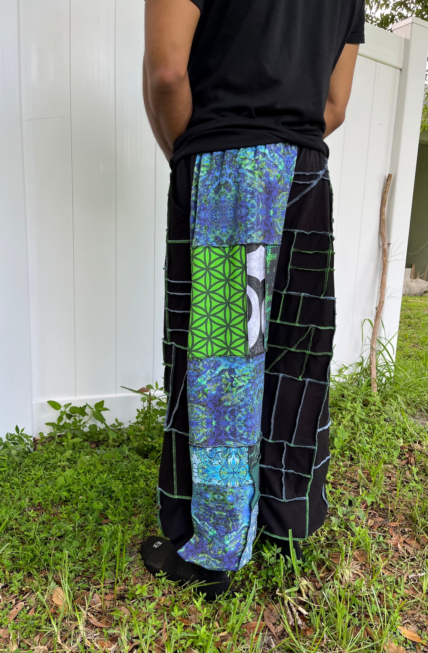 Blue & Green Patchwork Pants XS-XL