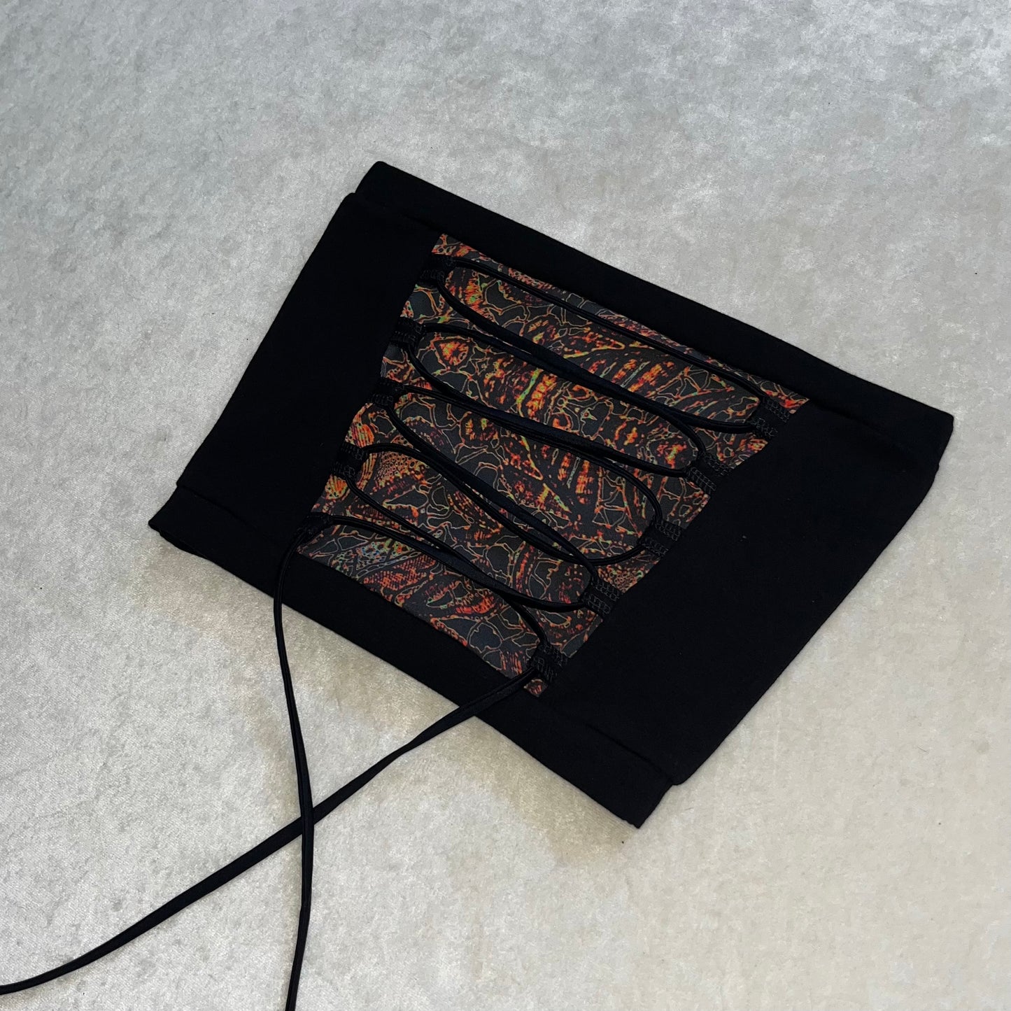 Beneath The Surface Patchwork Lace-Up Top S/M