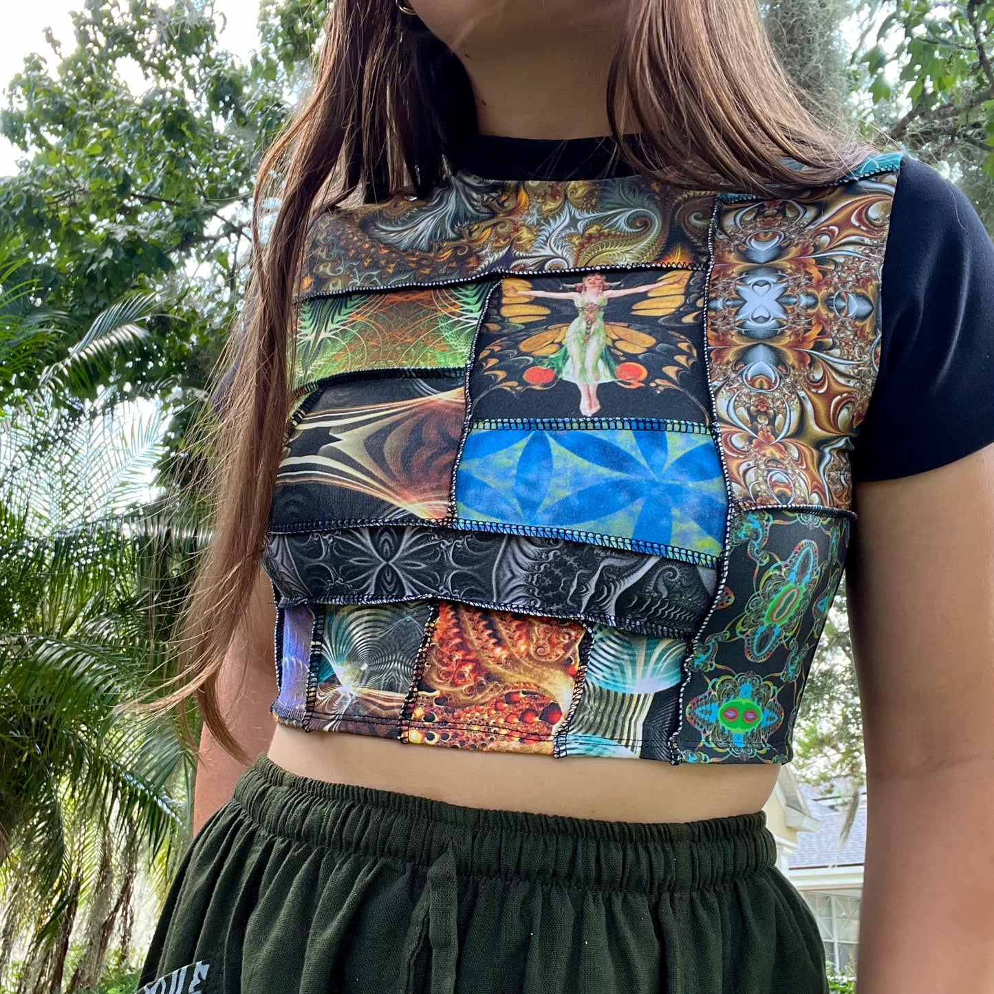 Patchwork Cropped Tee 𖤓 M