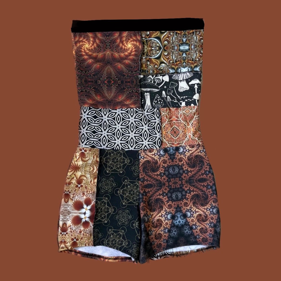 Warm Toned Patchwork Romper ♡ M/L
