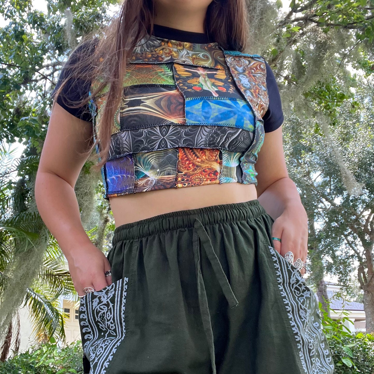 Patchwork Cropped Tee 𖤓 M