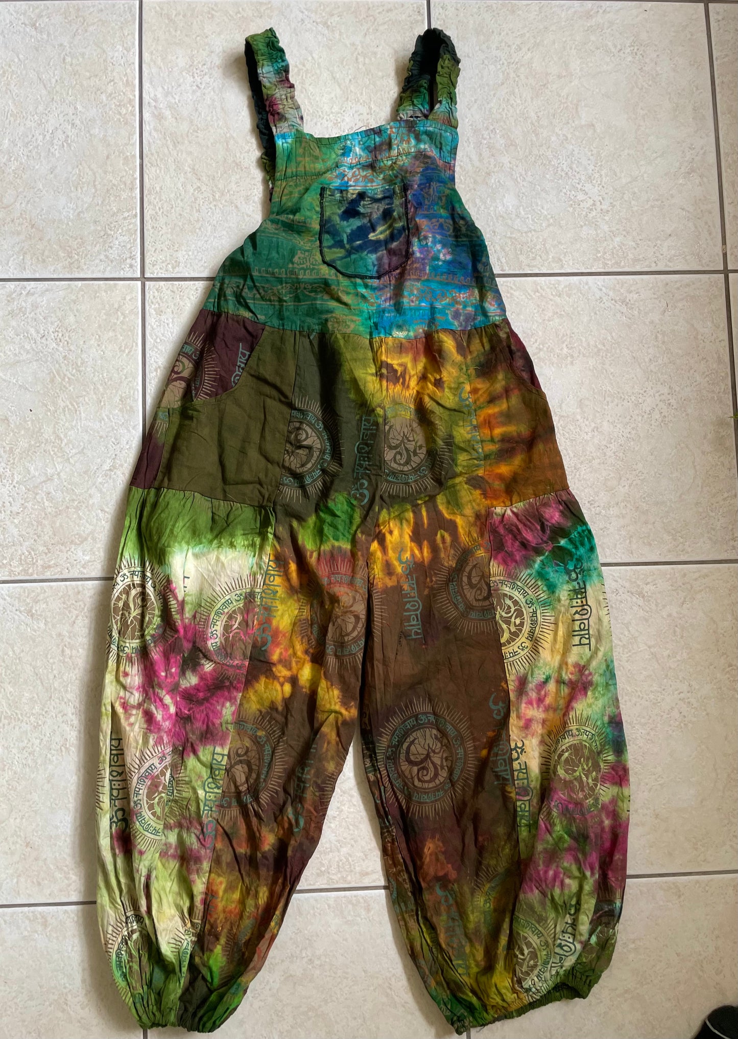 Alana Tie Dye Patchwork Overalls