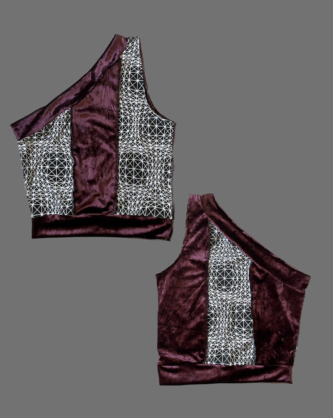 Velvet Optical Illusion Asymmetrical Top - Sewn by Me ♡