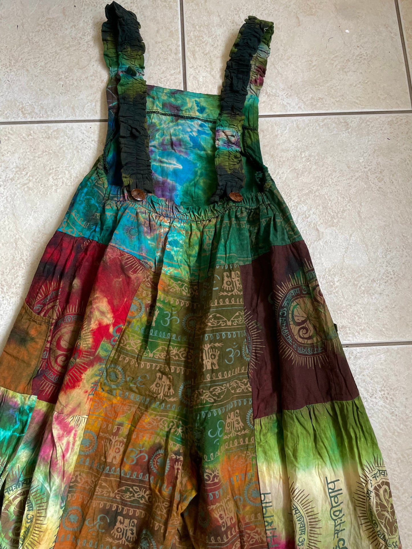 Alana Tie Dye Patchwork Overalls
