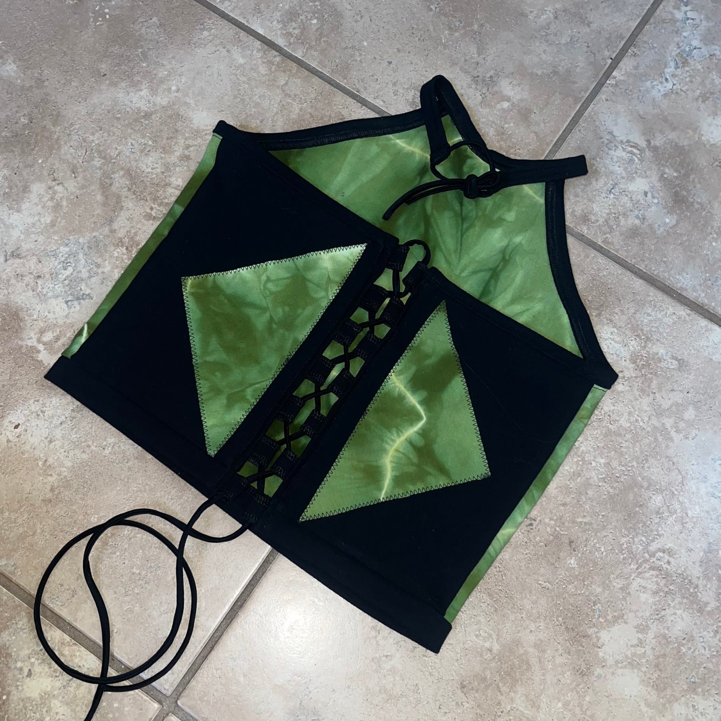 Dyed High Neck Top w/ Lace Up Back M/L