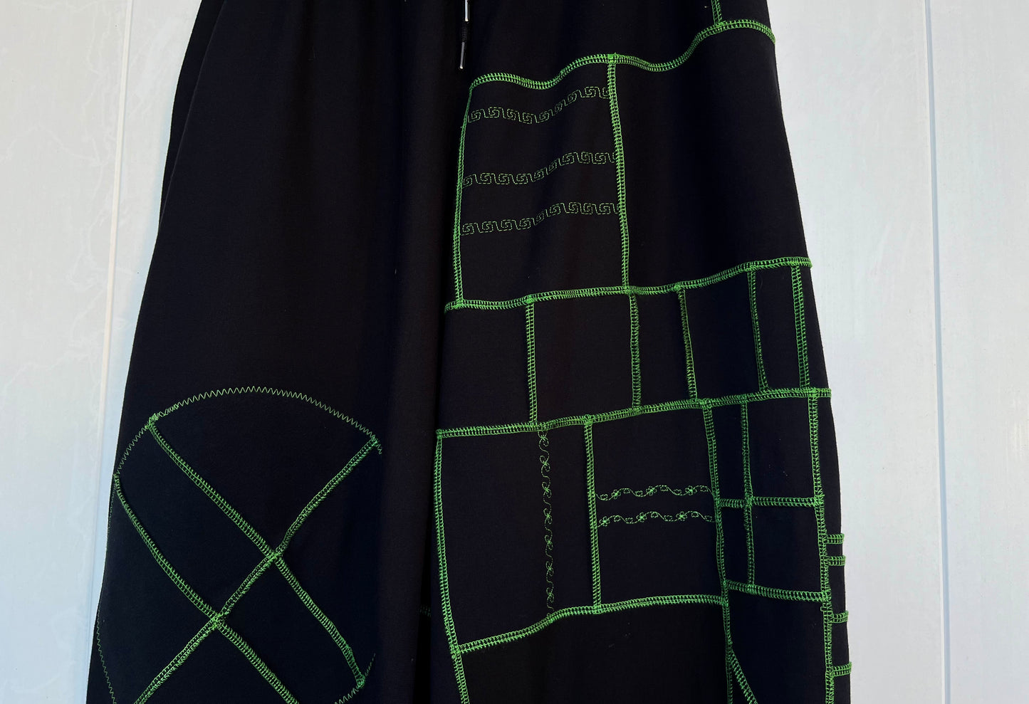 Green Thread Patchwork Pants XS-XL