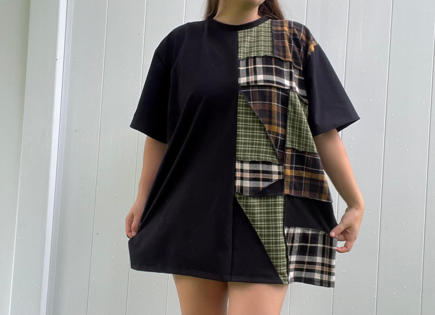 Flannel Patchwork T-Shirt XXL