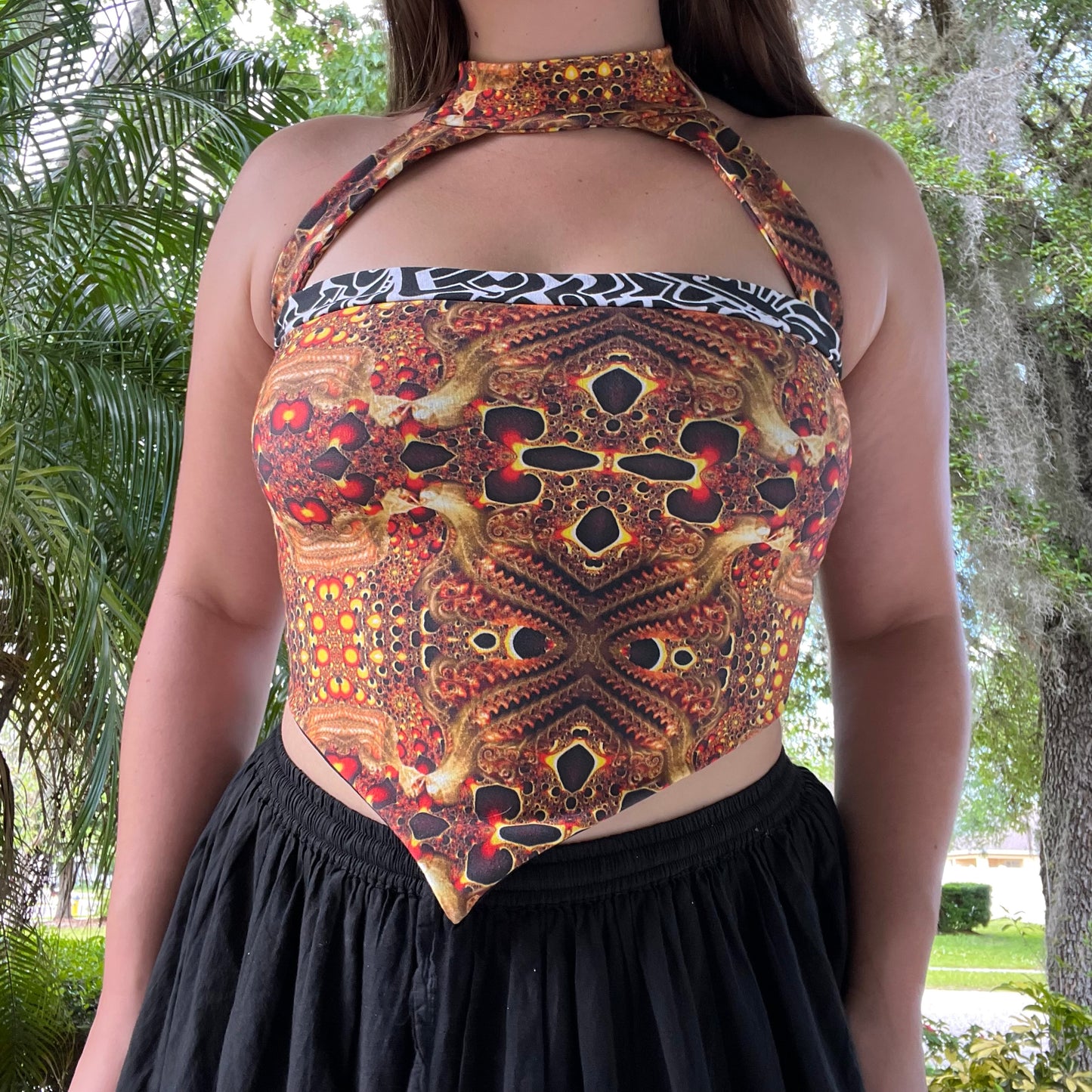 Lava Choker Pixie Top S/M (solid pattern & fully double lined) *No ring