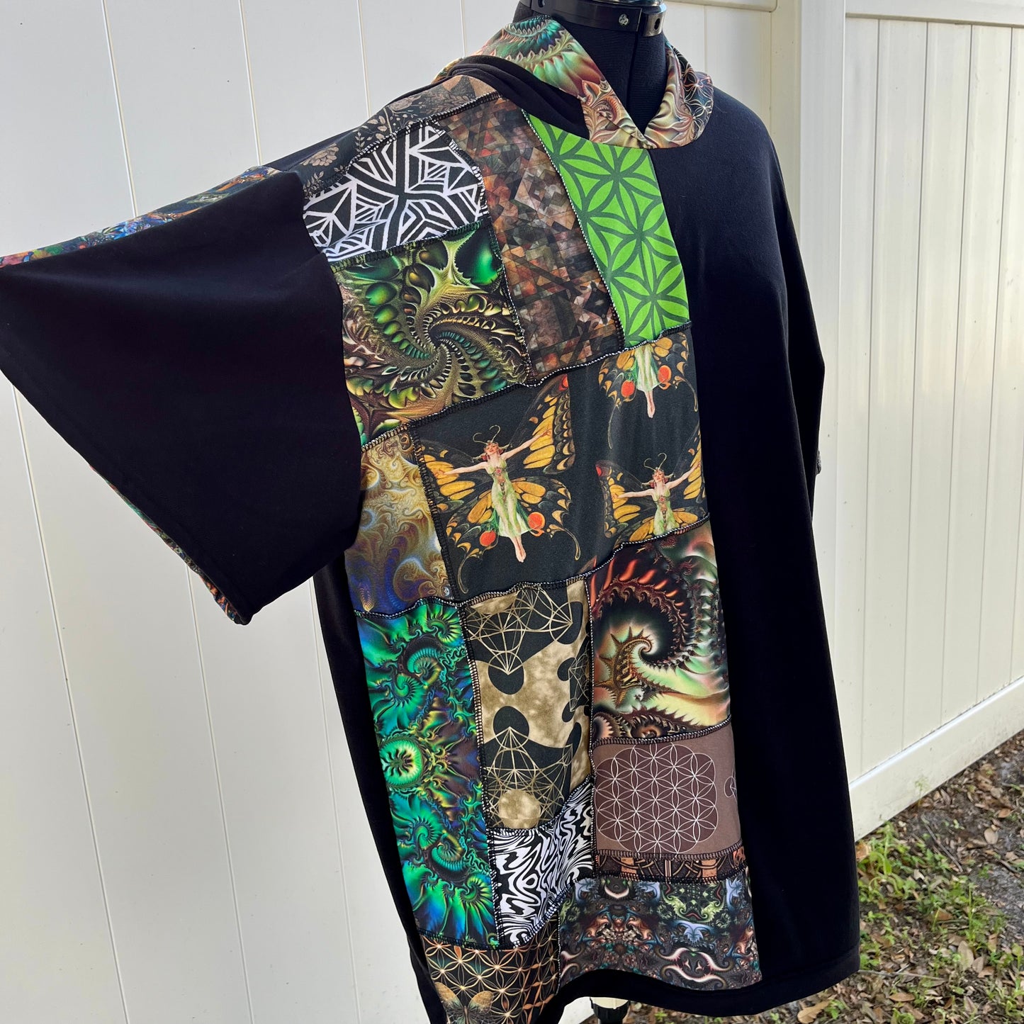 Patchwork Hoodie T-Shirt XL