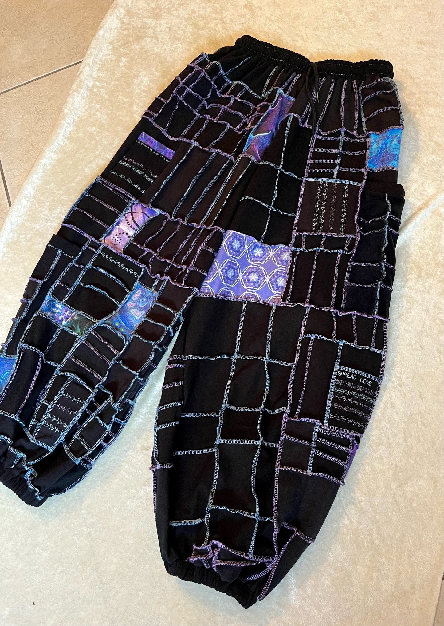 Blue & Purple Patchwork Pants XS-XL