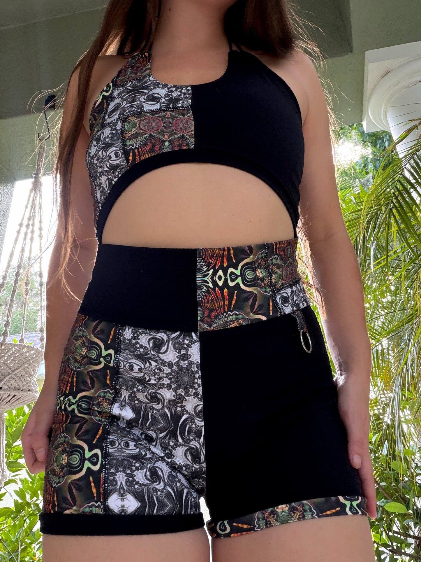 Patchwork Halter Romper M/L