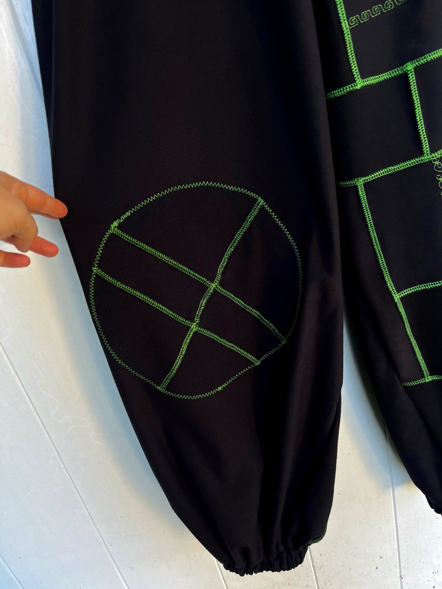 Green Thread Patchwork Pants XS-XL