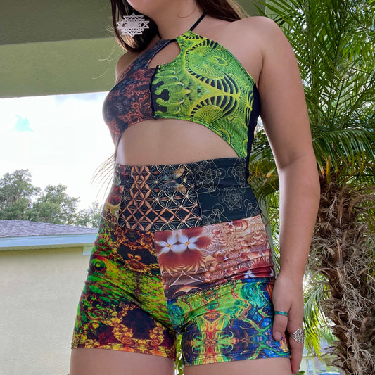 Patchwork Cutout Romper ☆ M/L