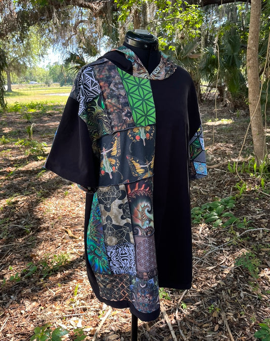 Patchwork Hoodie T-Shirt XL