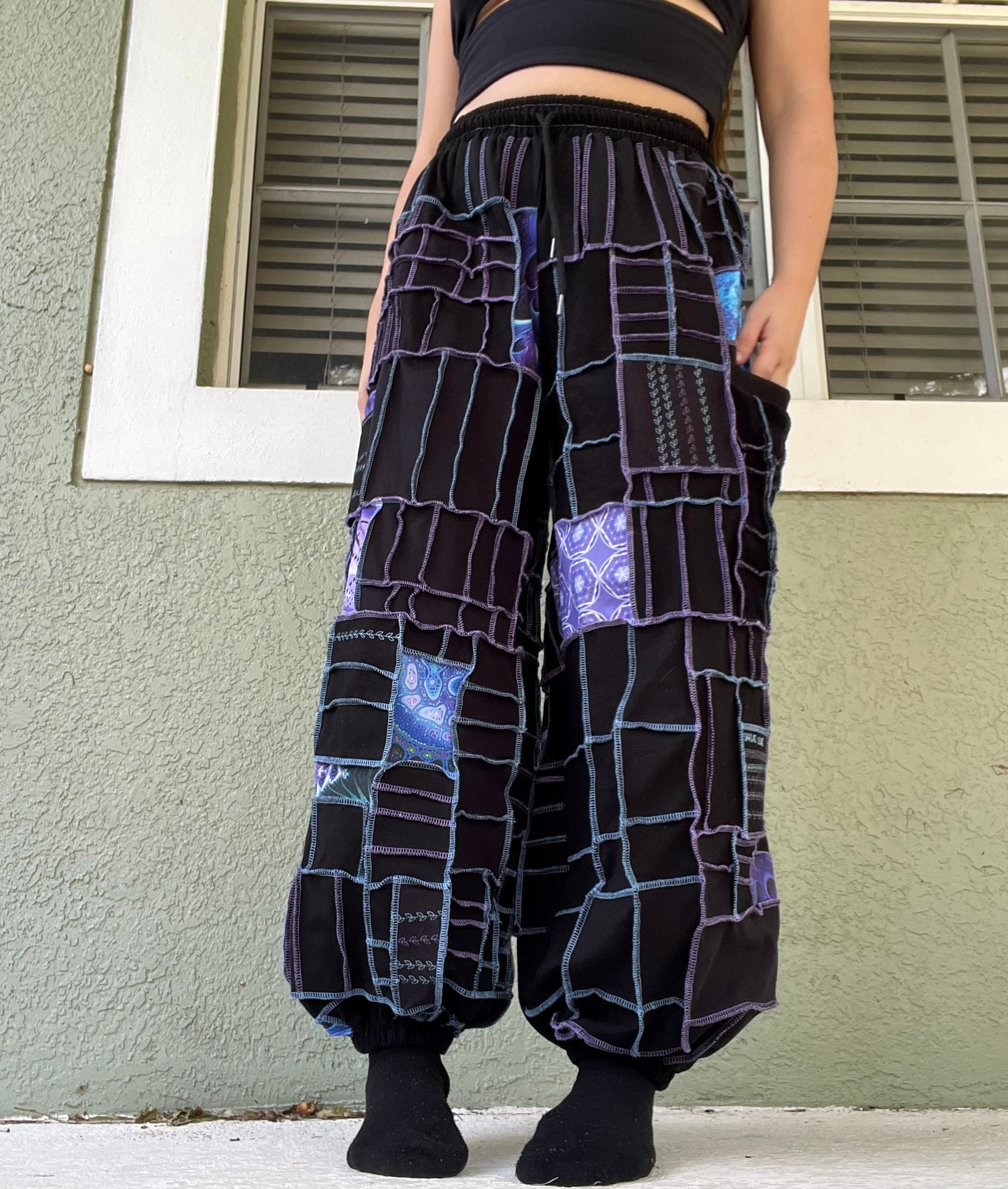 Blue & Purple Patchwork Pants XS-XL