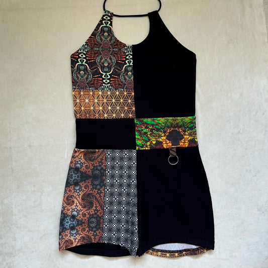 Patchwork Keyhole Romper M/L