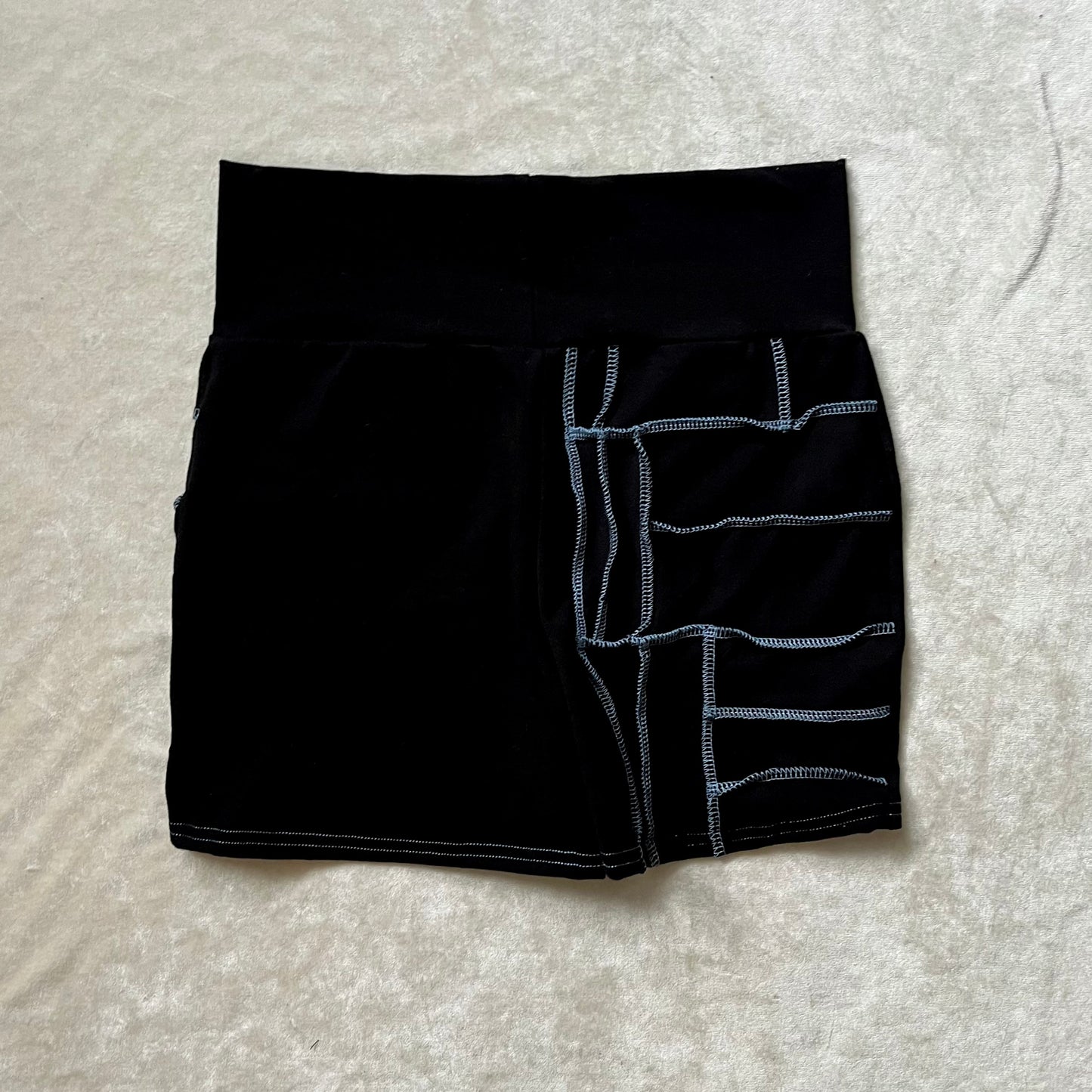 Blue Patchwork Seam Ring Shorts ✧ S/M