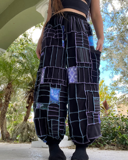 Blue & Purple Patchwork Pants XS-XL