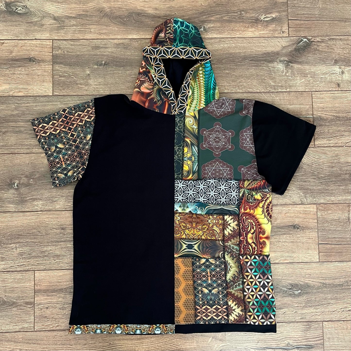 Patchwork Hoodie T-Shirt XXL