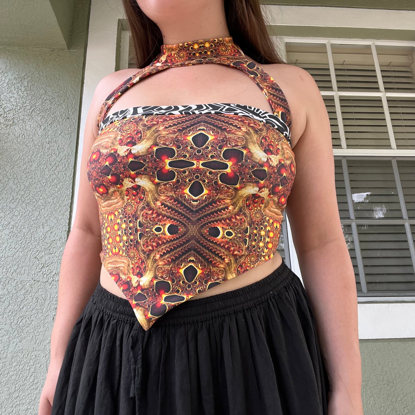 Lava Choker Pixie Top S/M (solid pattern & fully double lined) *No ring