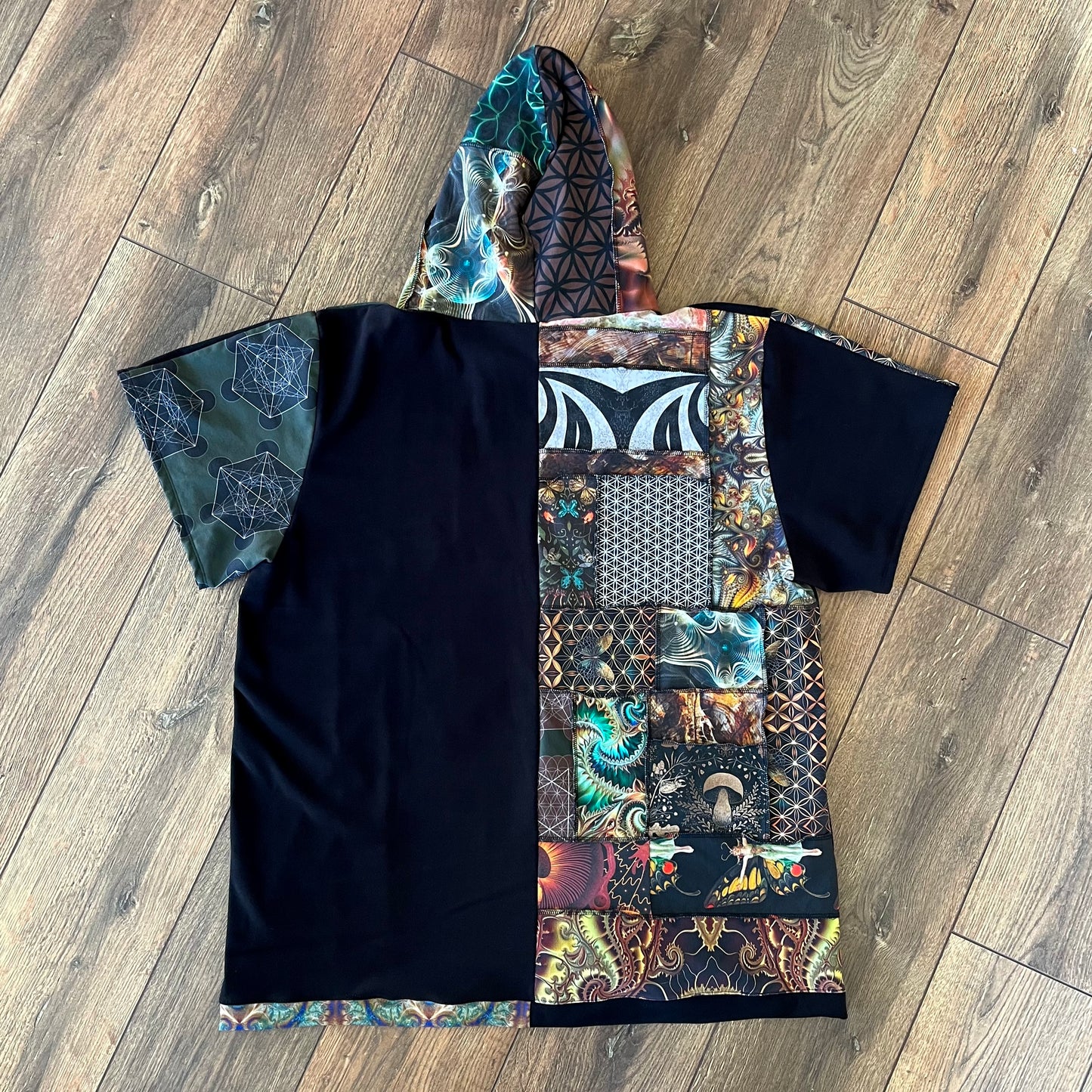 Patchwork Hoodie T-Shirt XXL