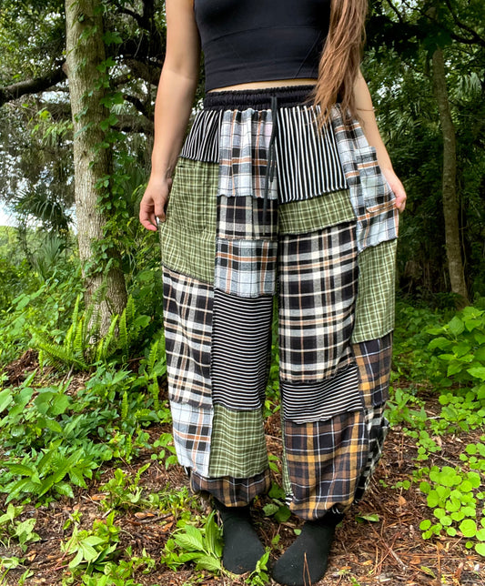 Flannel Patchwork Pants XS-XL
