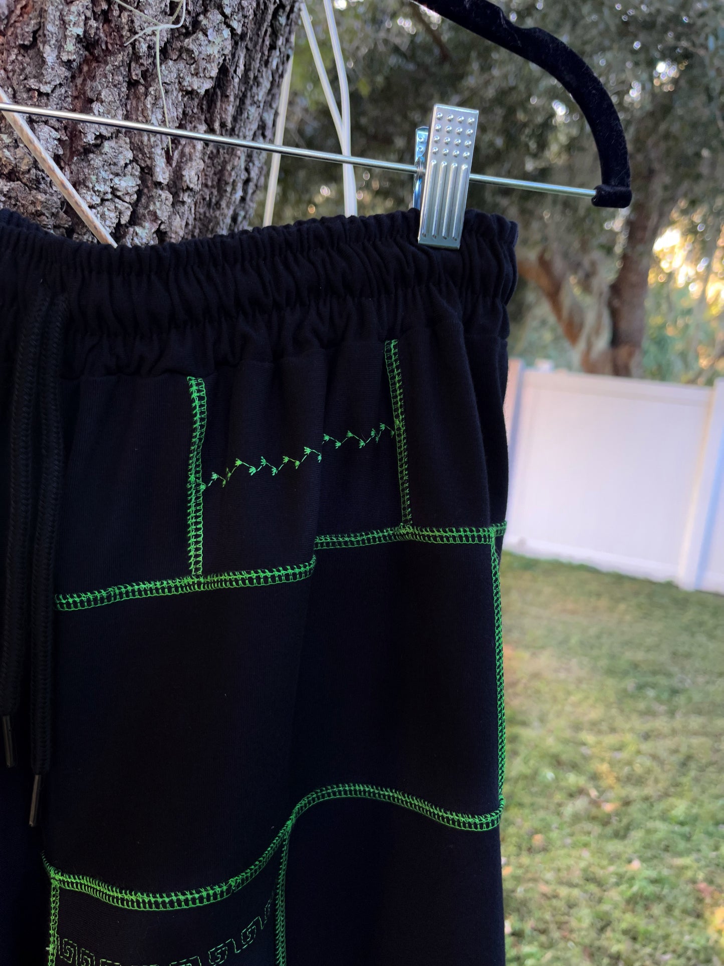 Green Thread Patchwork Pants XS-XL