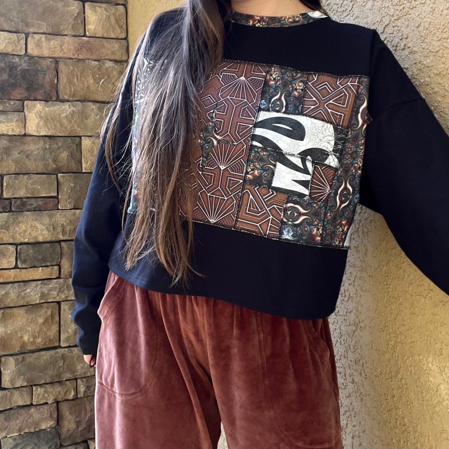 Cubed Flowers Cotton Crewneck XL