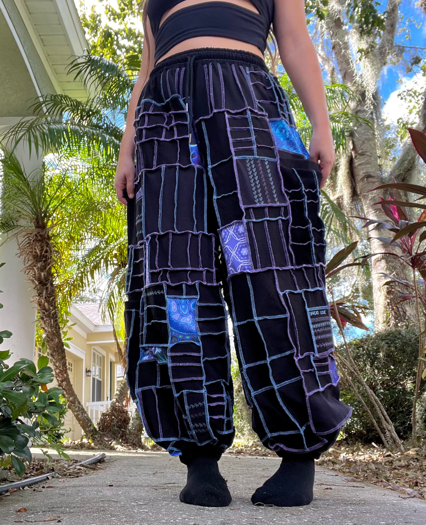 Blue & Purple Patchwork Pants XS-XL