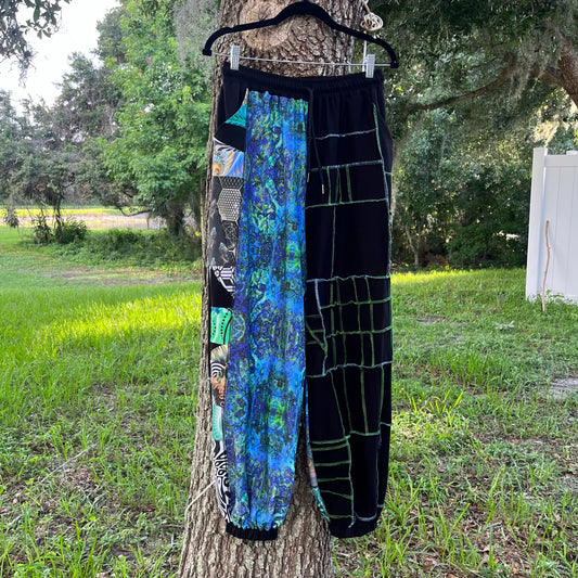 Blue & Green Patchwork Pants XS-XL
