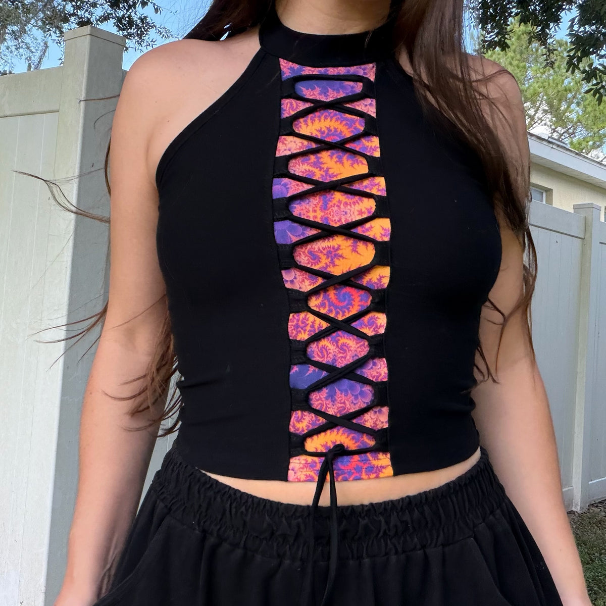 High Neck Lace-Up Top M/L