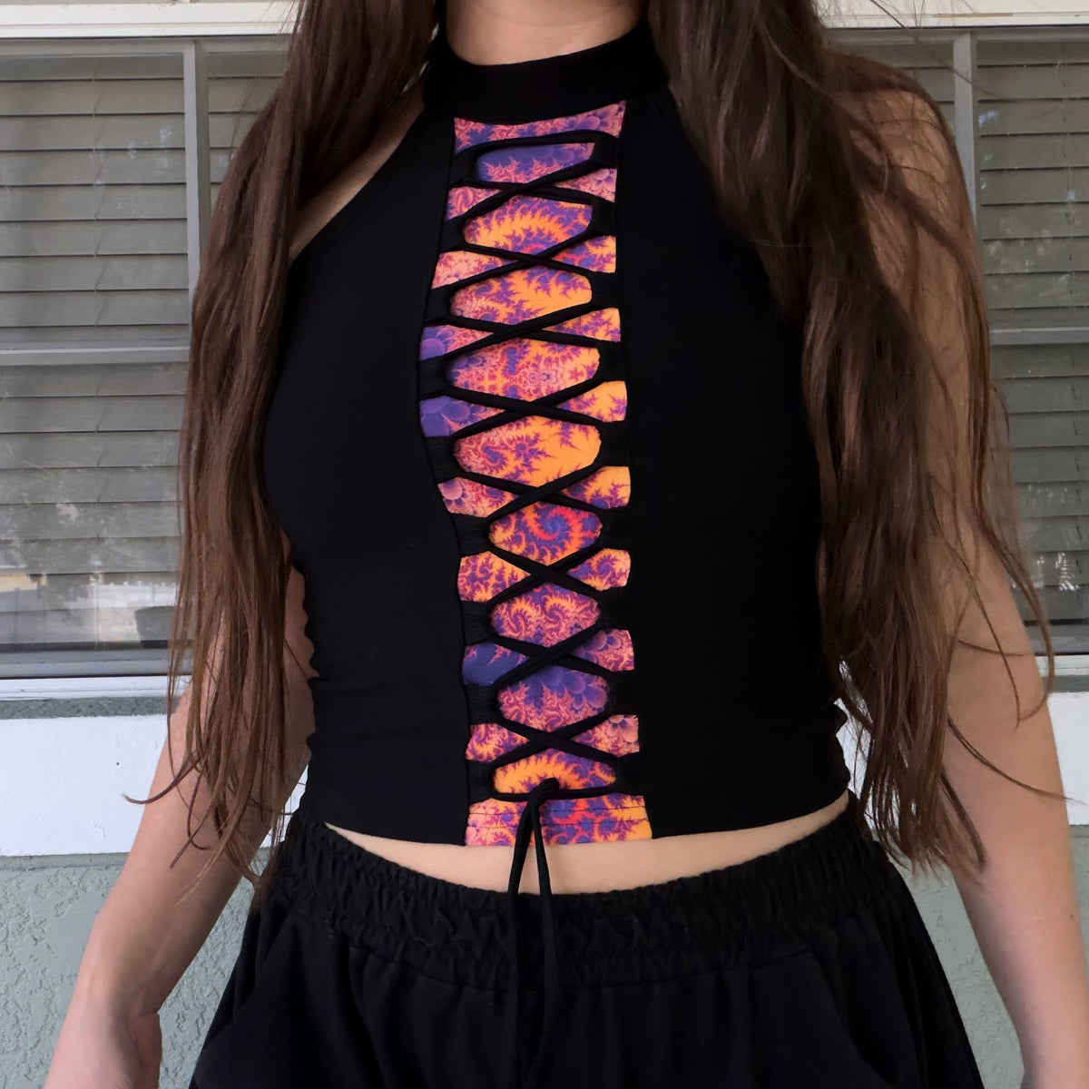 High Neck Lace-Up Top M/L