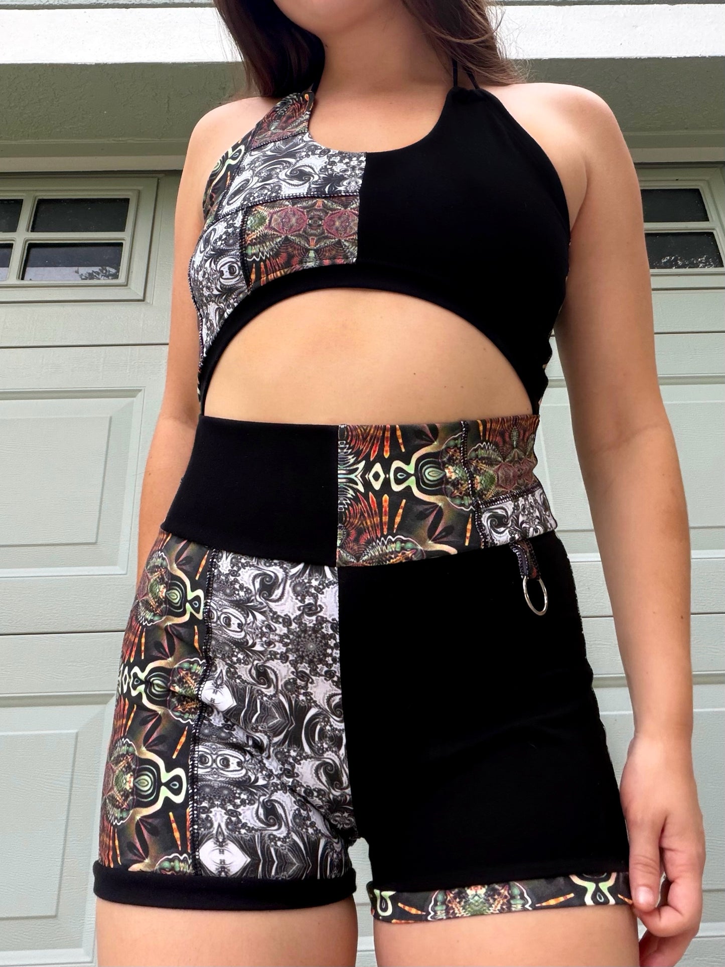 Patchwork Halter Romper M/L