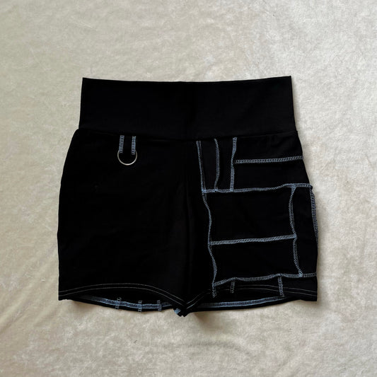 Blue Patchwork Seam Ring Shorts ✧ S/M