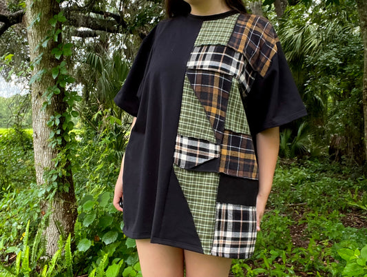 Flannel Patchwork T-Shirt XXL