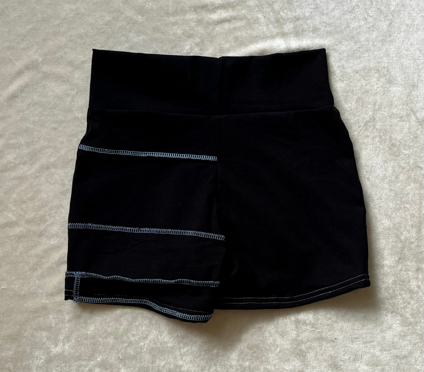 Blue Patchwork Seam Ring Shorts XS/S