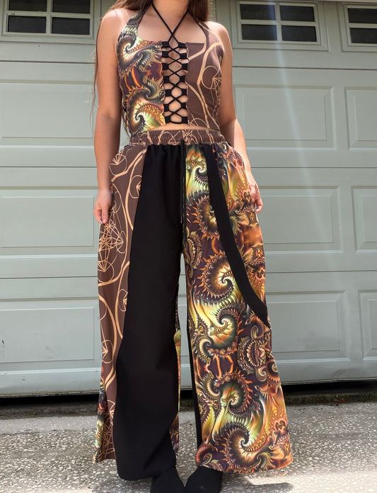Patchwork Pants W/ Strap XS-XL