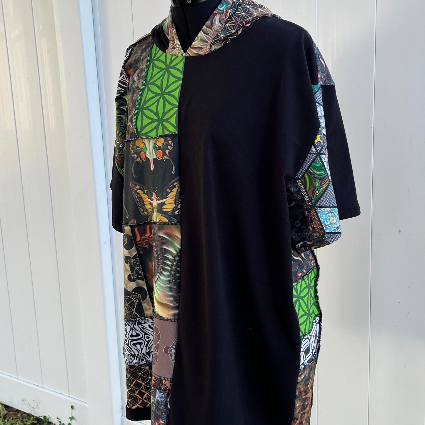 Patchwork Hoodie T-Shirt XL