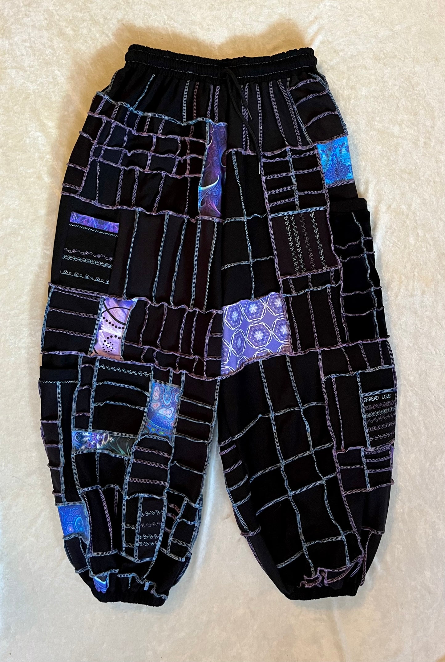 Blue & Purple Patchwork Pants XS-XL