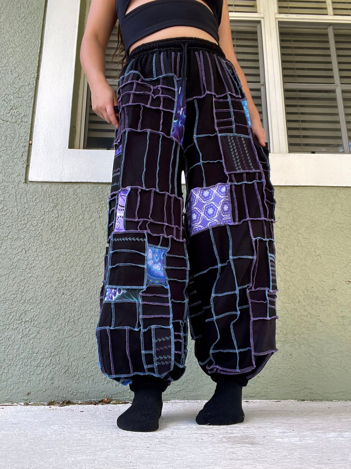 Blue & Purple Patchwork Pants XS-XL