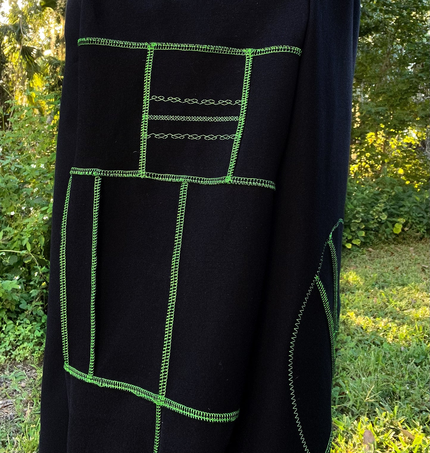 Green Thread Patchwork Pants XS-XL
