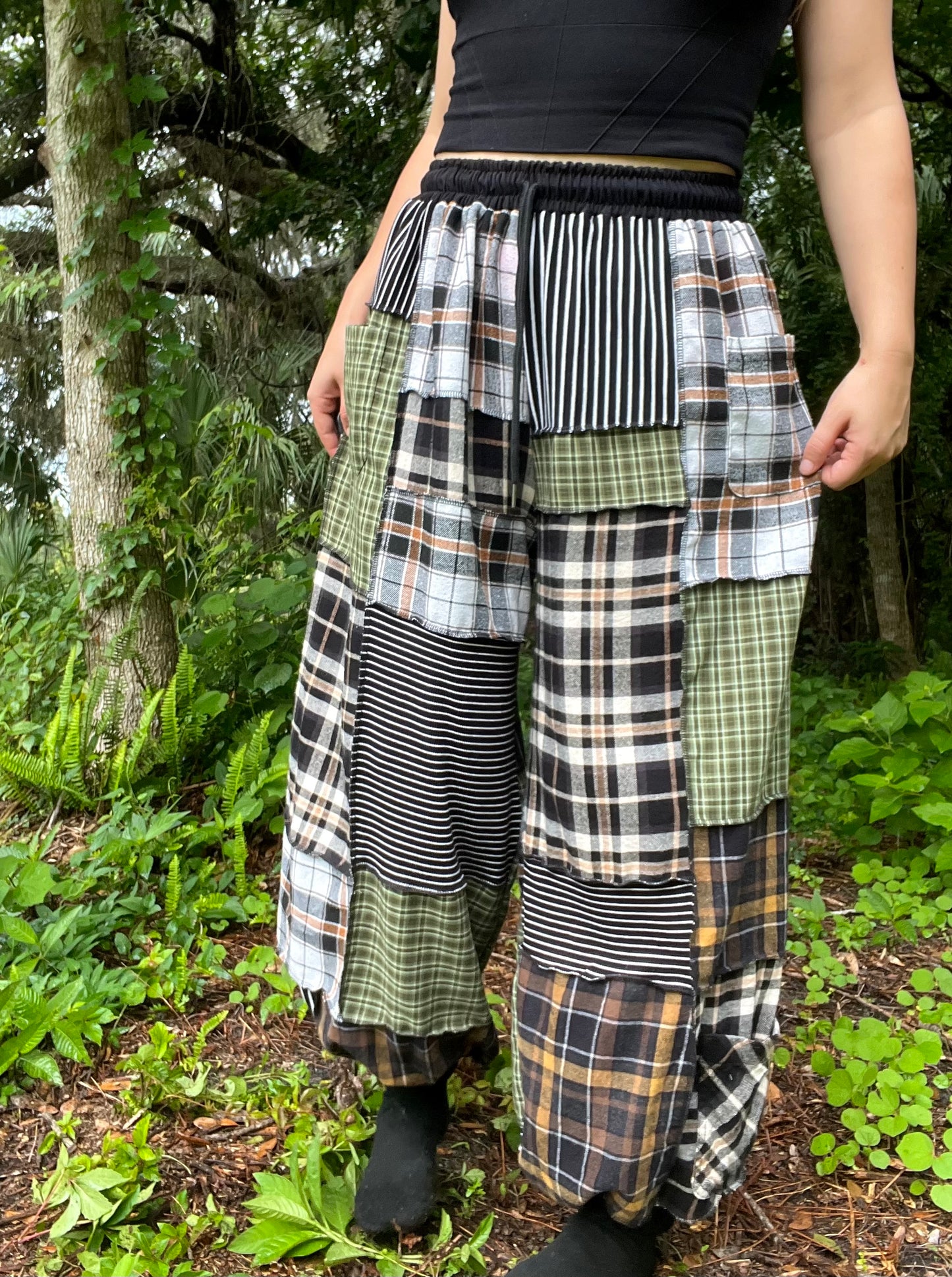 Flannel Patchwork Pants XS-XL