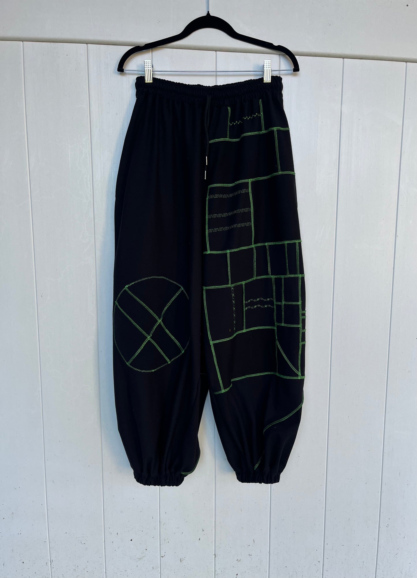 Green Thread Patchwork Pants XS-XL