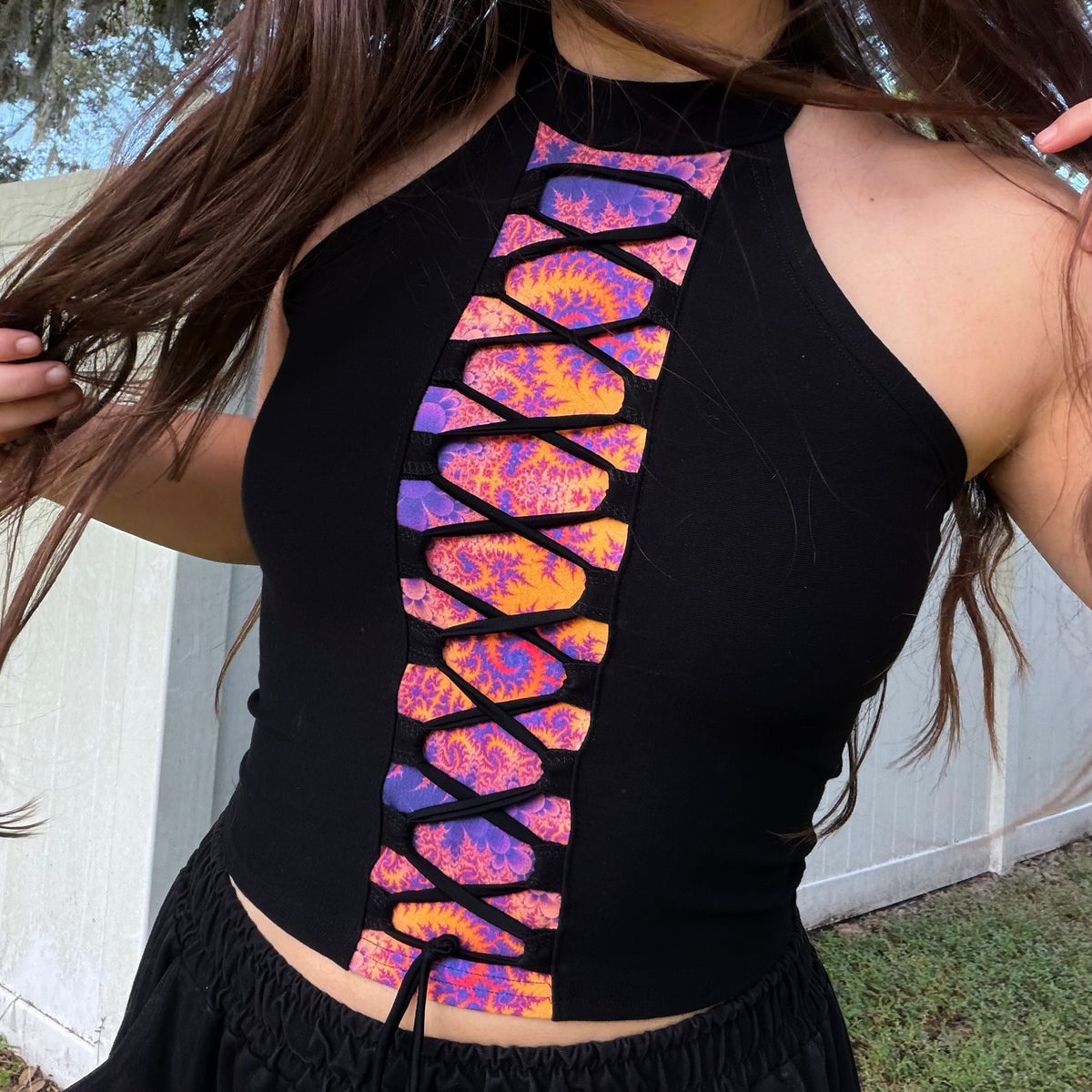 High Neck Lace-Up Top M/L