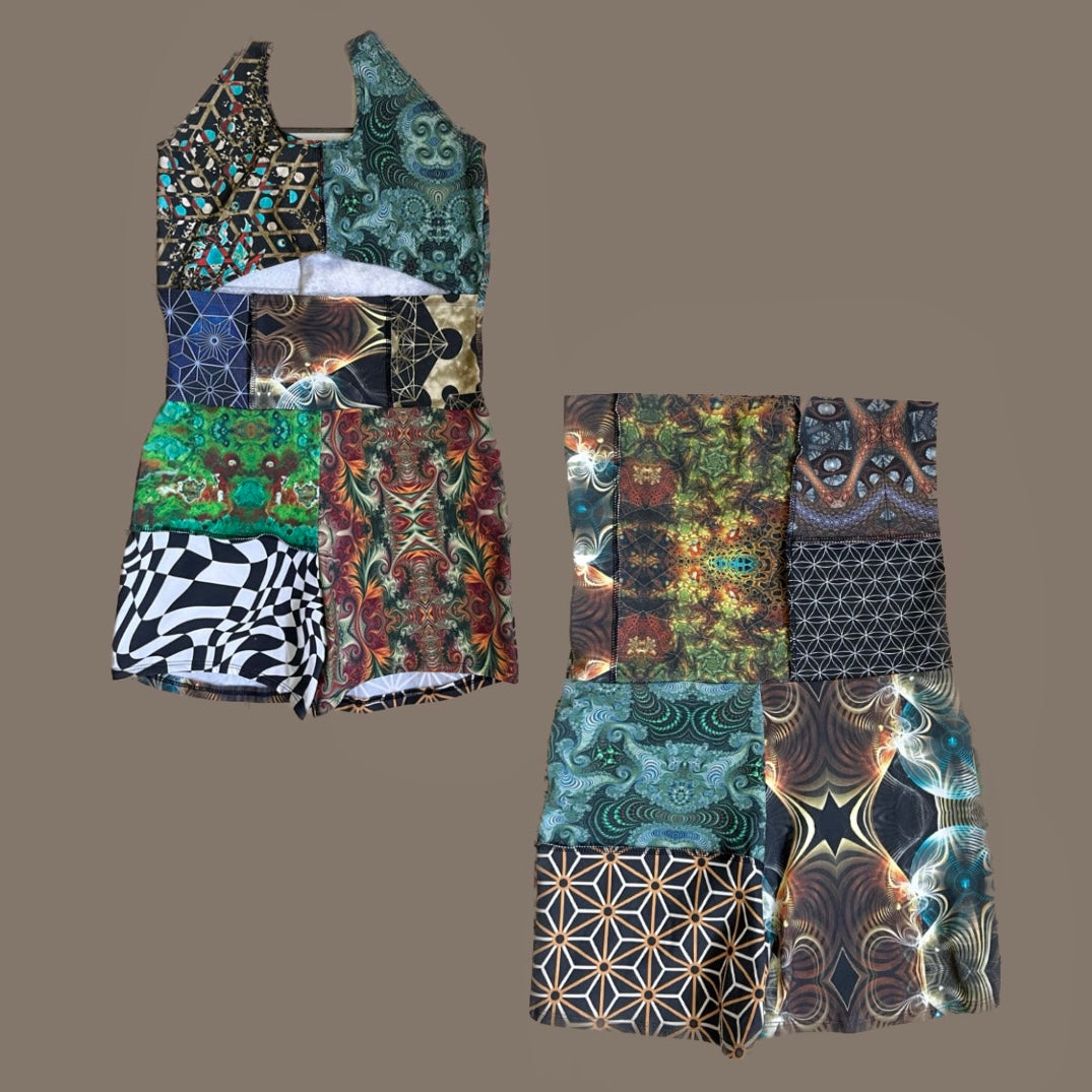 Patchwork Cutout Romper 𖤍 S/M