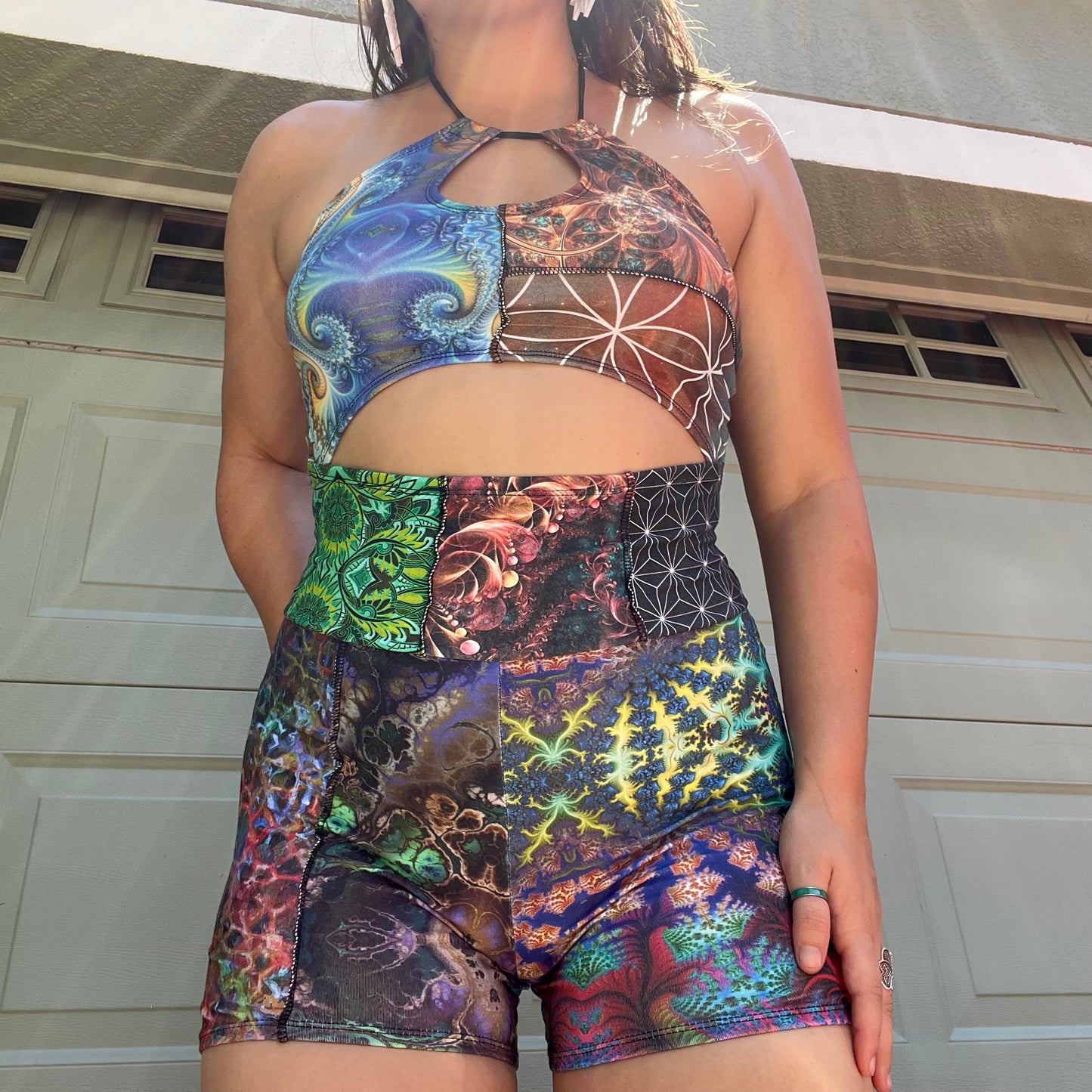 Patchwork Cutout Romper ☆ M/L